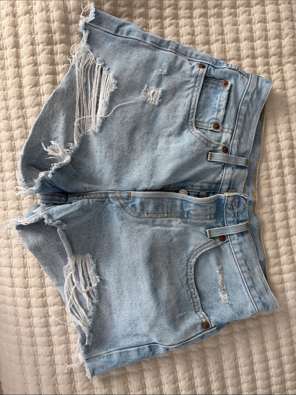 Levi's Light Blue Distressed Denim Cutoff Shorts